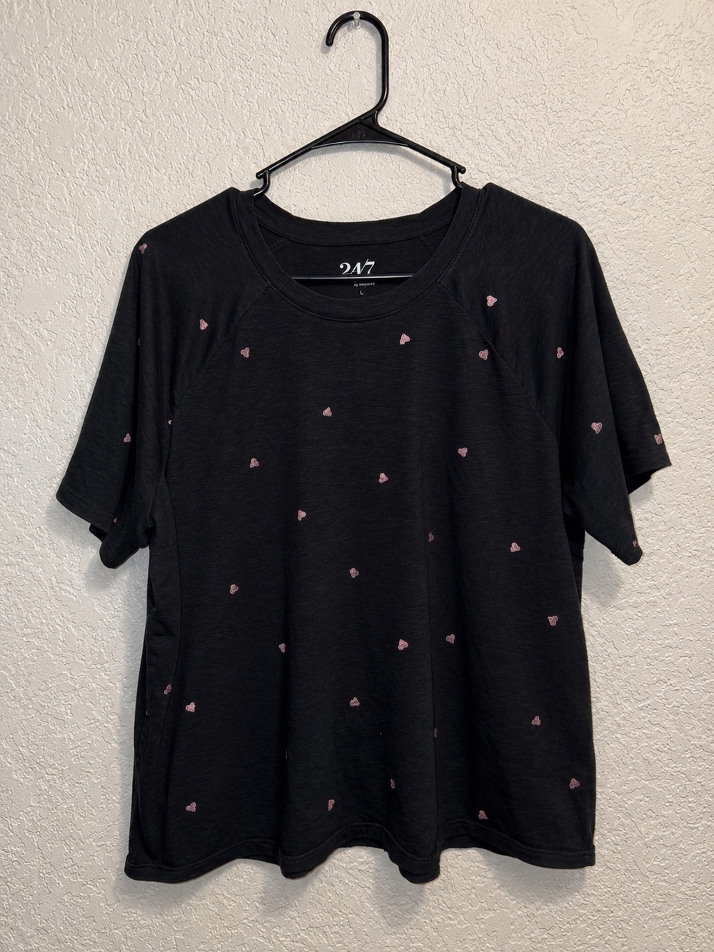 Maurices Black Short-Sleeve Tee with Pink Heart Motif